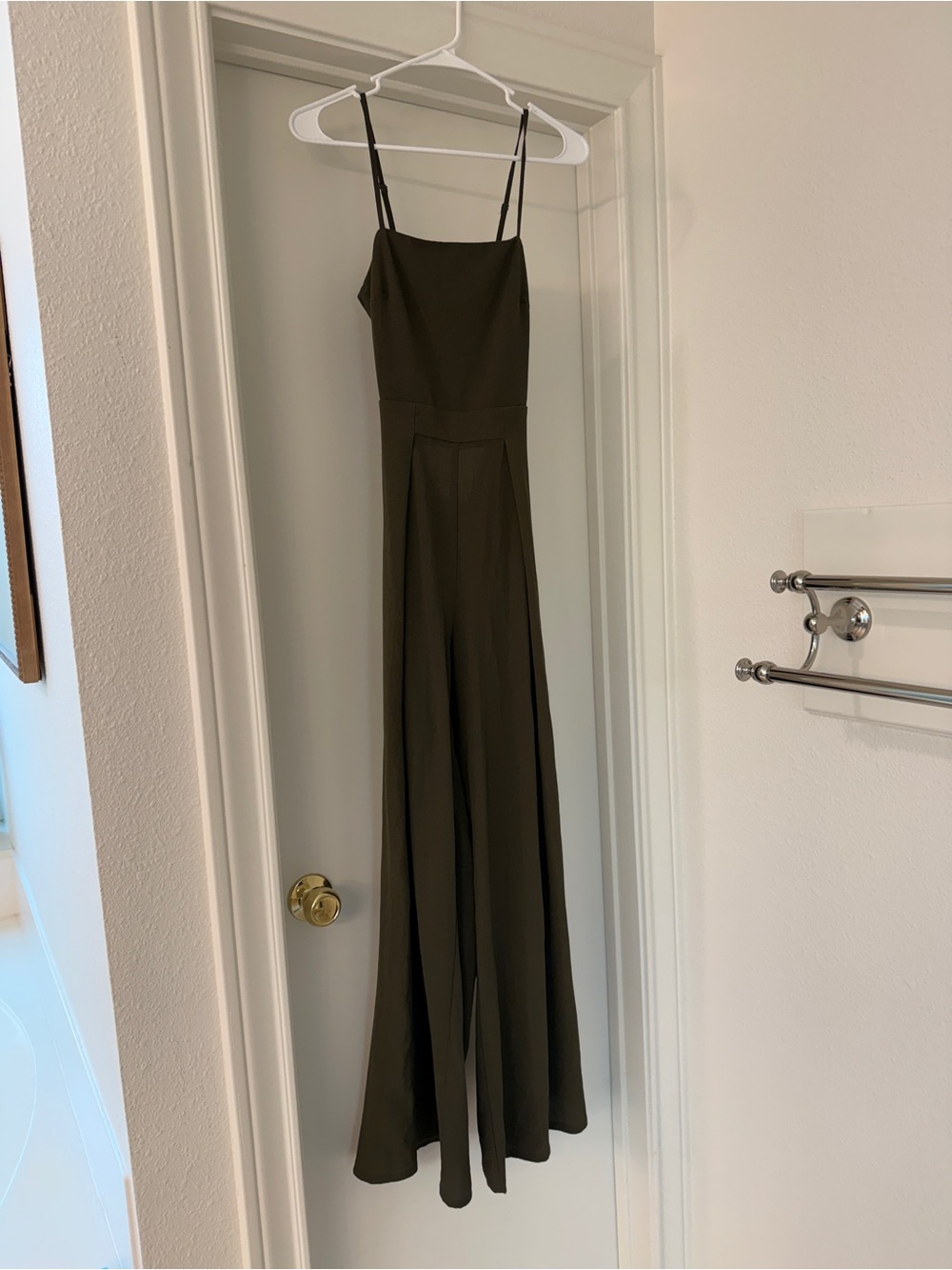 American Threads Olive Jumpsuit with Spaghetti Straps